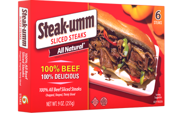 100% Beef Sliced Steaks packaging